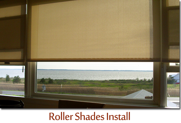 Roller Shades for a large window with a view of the water