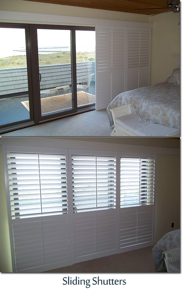 Sliding Shutters for a large sliding glass door.