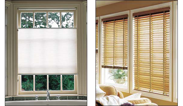 honeycomb and wood blinds